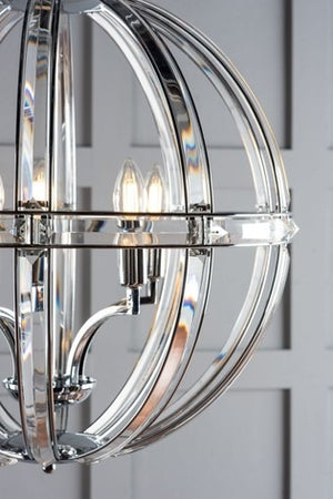 Laura Ashley Aidan Glass Polished Chrome 5 Light Globe Chandelier