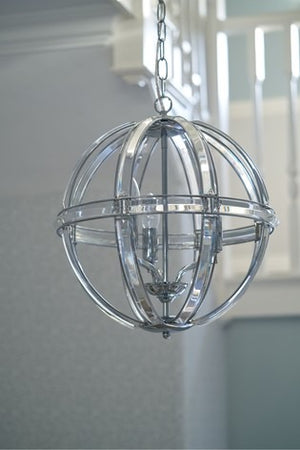 Laura Ashley Aidan Glass Polished Chrome 3 Light Globe Chandelier