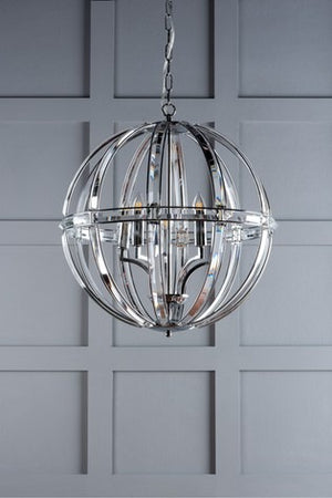 Laura Ashley Aidan Glass Polished Chrome 5 Light Globe Chandelier