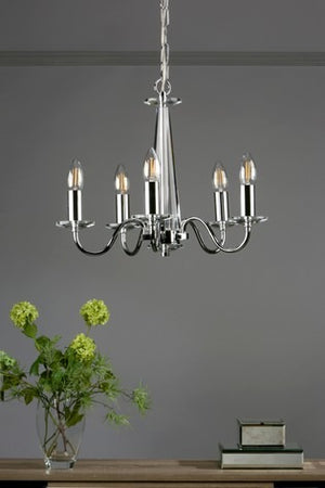 Laura Ashley Blake Cut Glass Polished Chrome 5 Light Chandelier