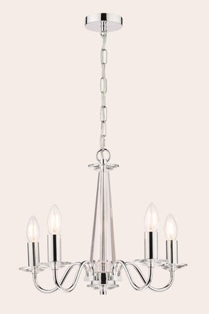 Laura Ashley Blake Cut Glass Polished Chrome 5 Light Chandelier